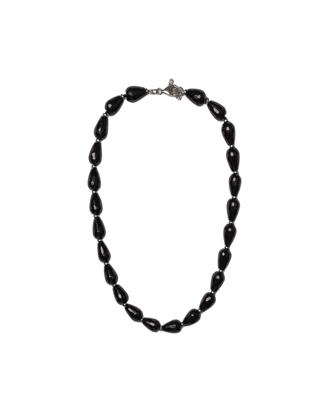 Onyx Drop & Hematite Necklace