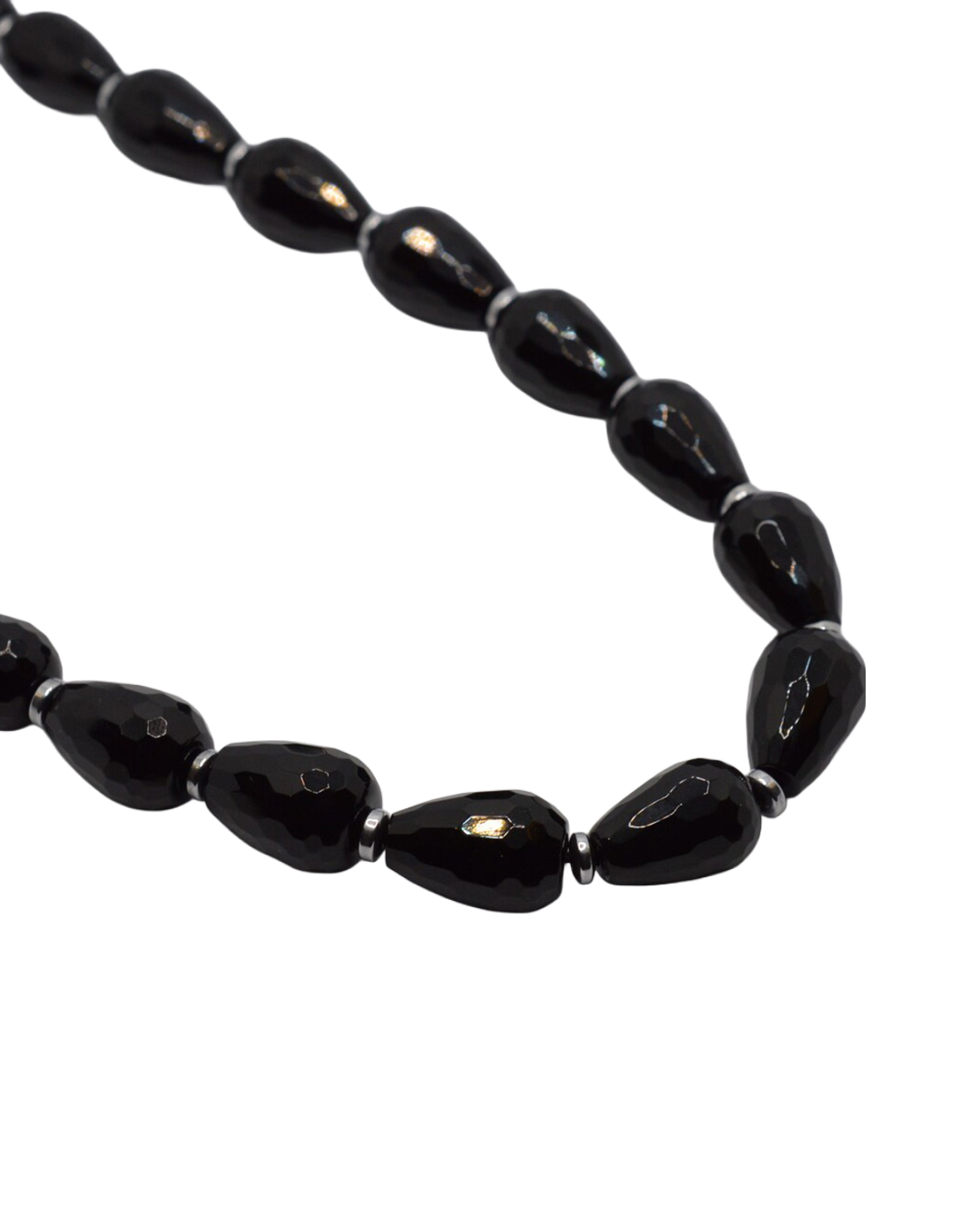 Onyx Drop & Hematite Necklace
