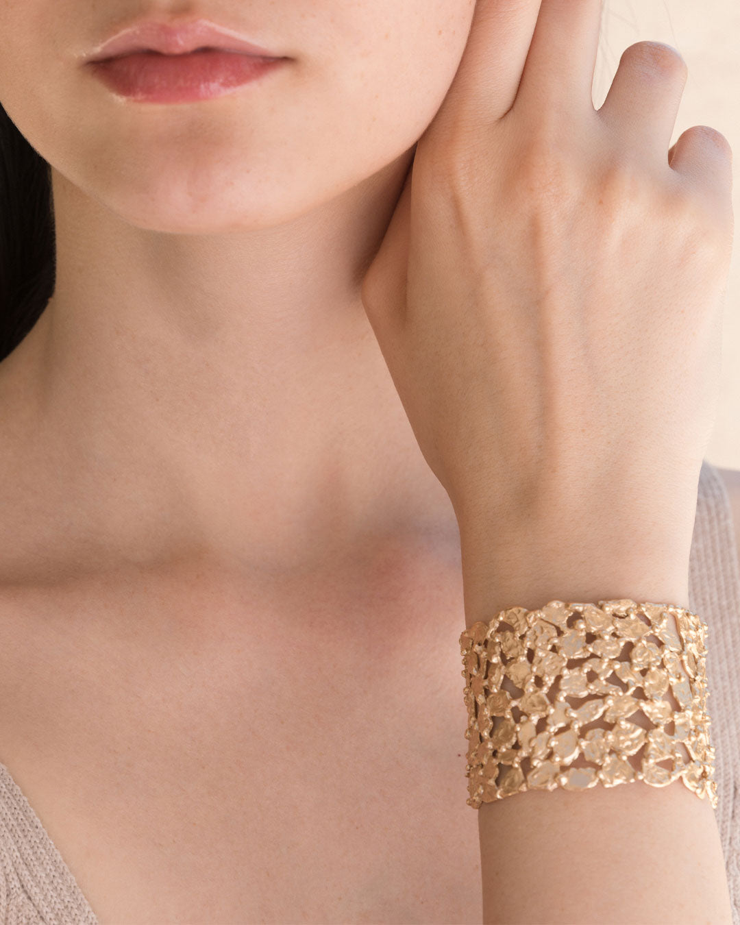 Pebbles Bracelet 24k gold plated bronze Giulia Barela Jewelry