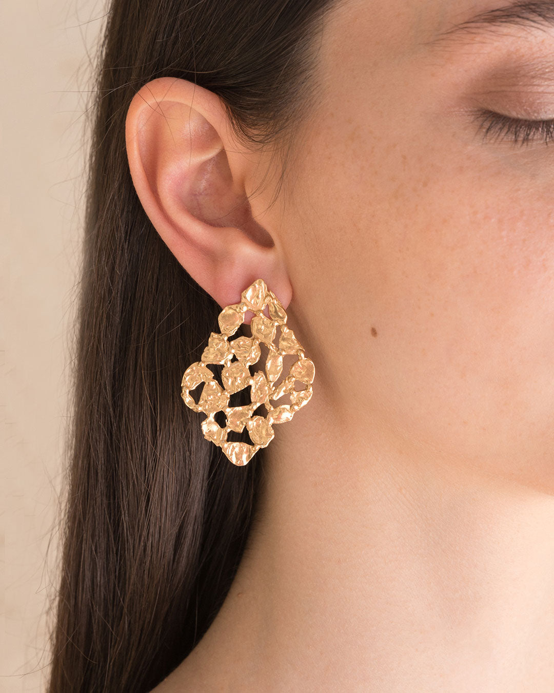 Pebbles Earrings 24k gold plated bronze Giulia Barela Jewelry