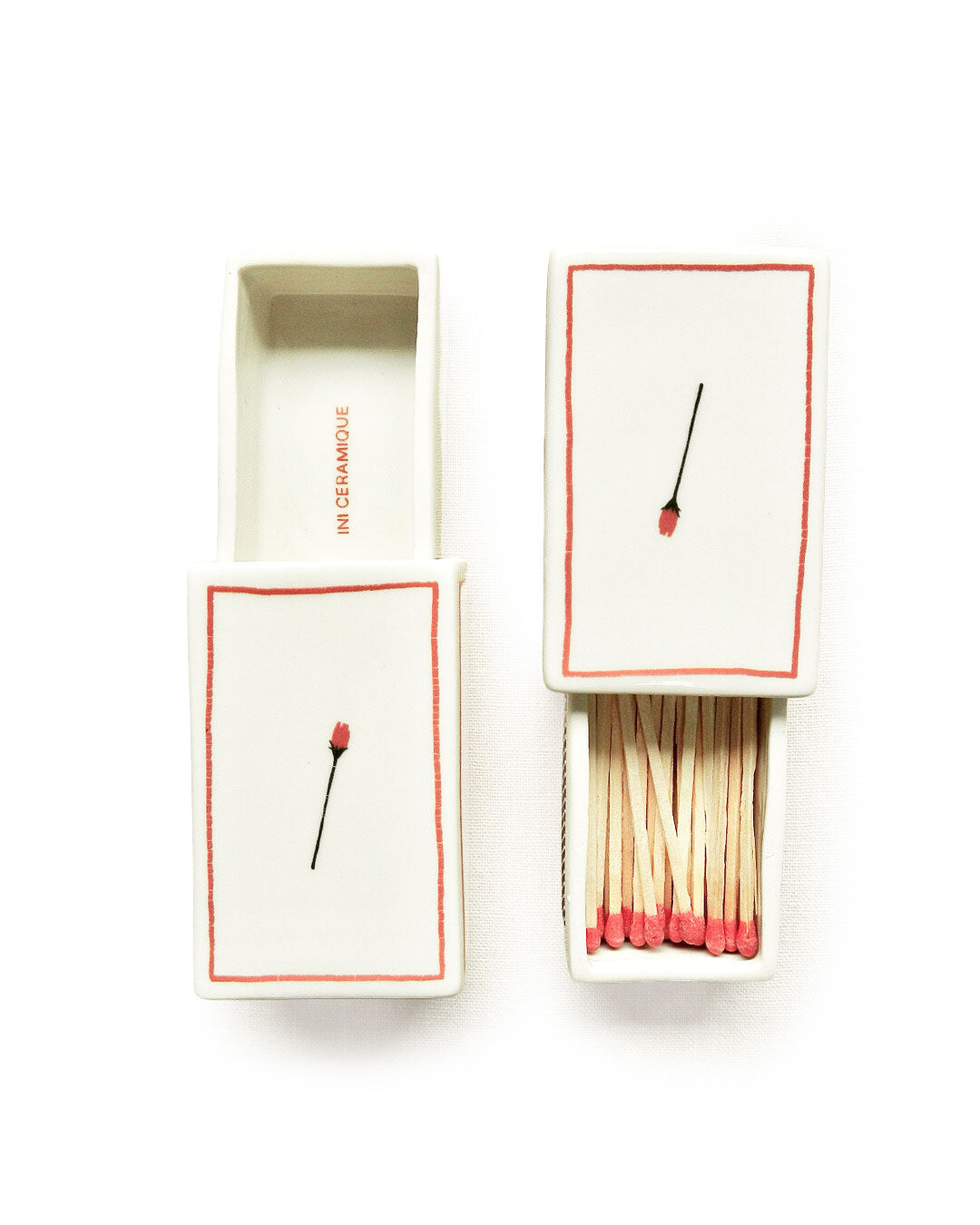 Scatola di fiammiferi illustrata in ceramica