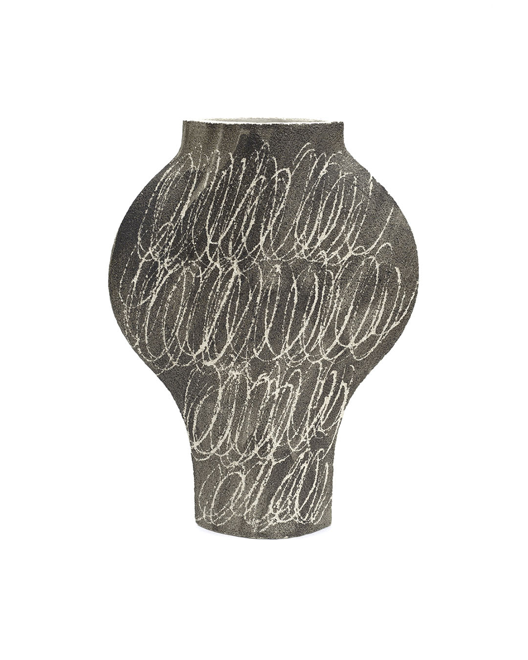 ‘Dal - Negative Circles Black’ Ceramic Illustrated Vase