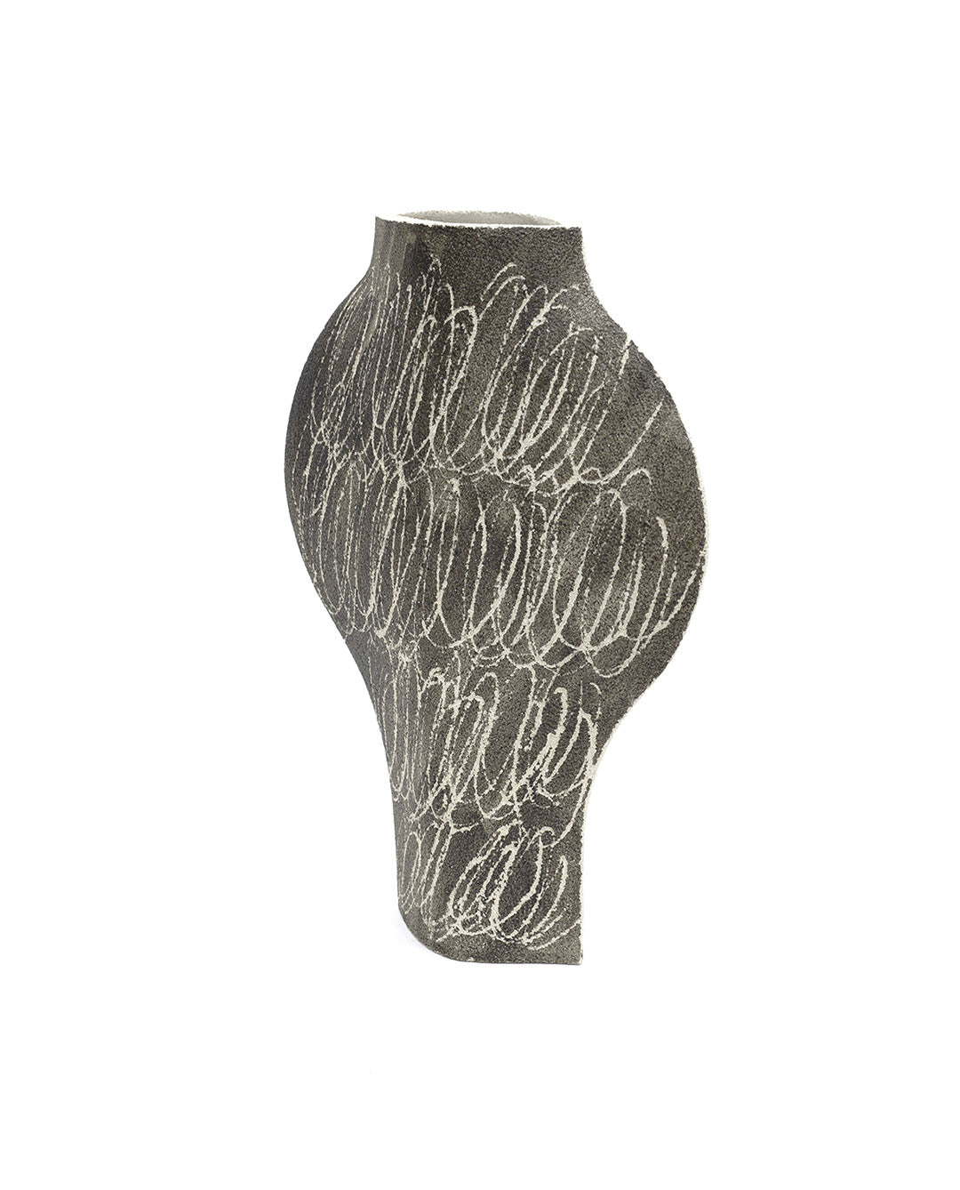 ‘Dal - Negative Circles Black’ Ceramic Illustrated Vase