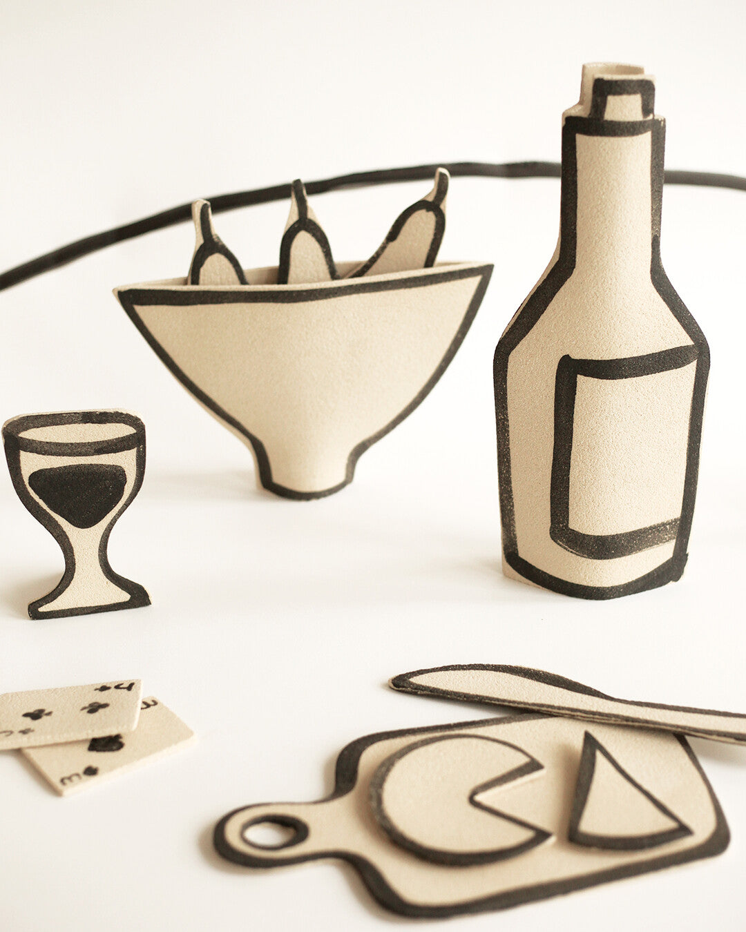 'Wine Bottle' Ceramic Illustrated Vase