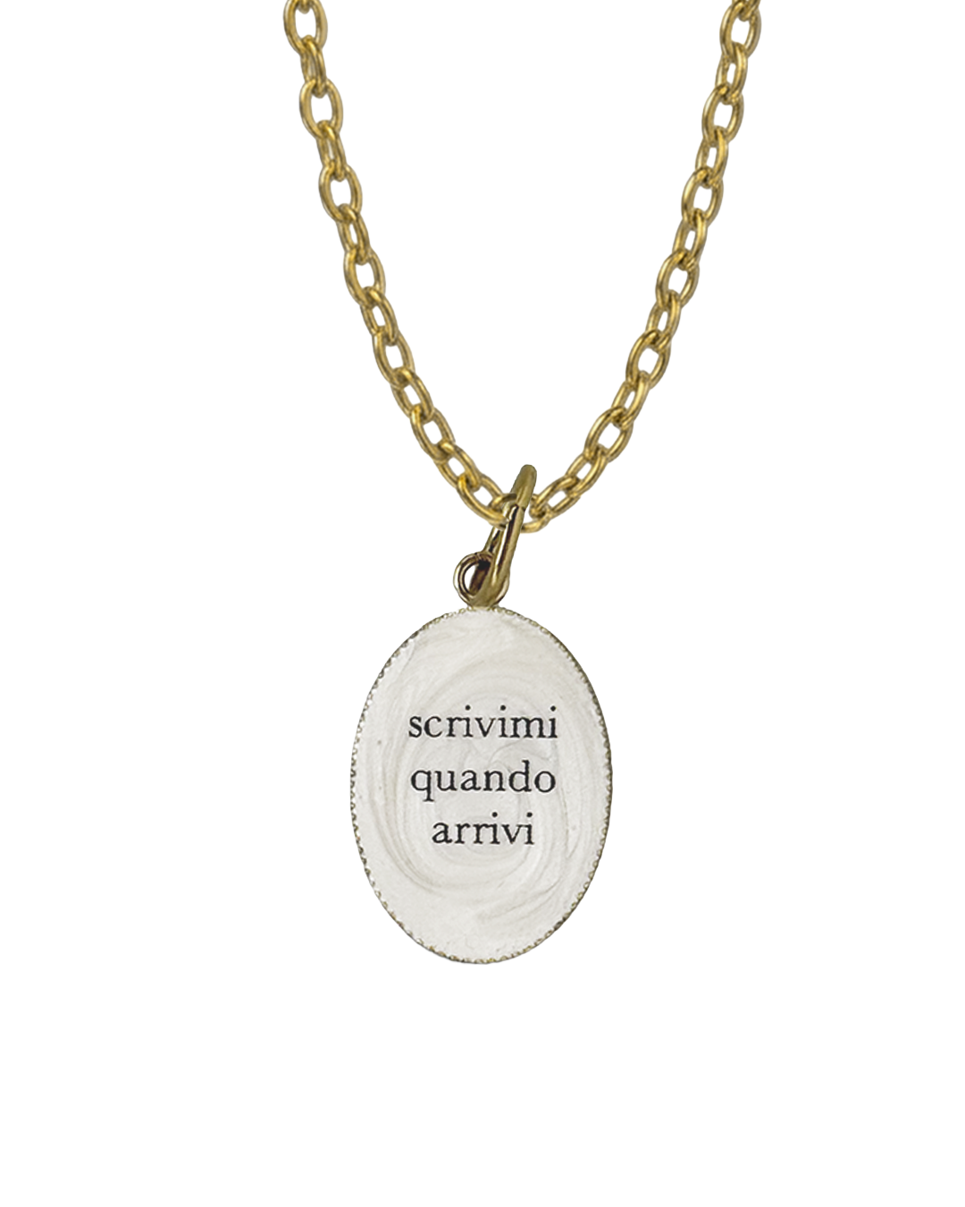 "Scrivimi quando arrivi" - Gold Oval Necklace