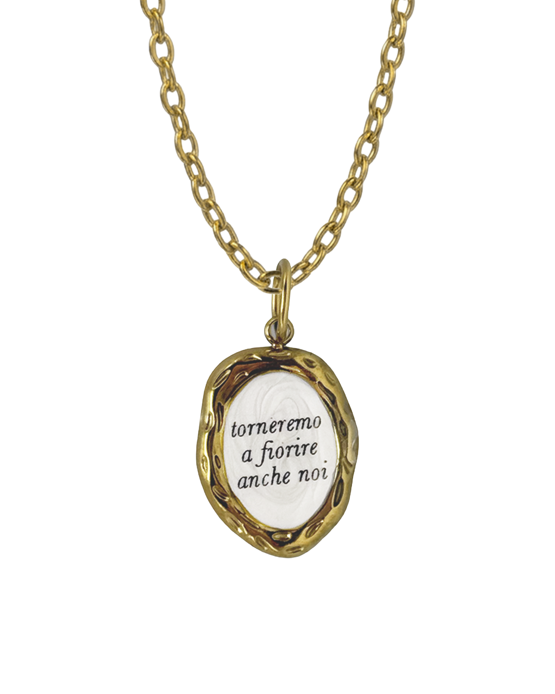 "Torneremo a fiorire anche noi" - Wooden Necklace