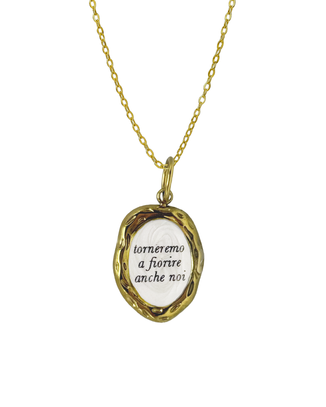 "Torneremo a fiorire anche noi" - Wooden Necklace