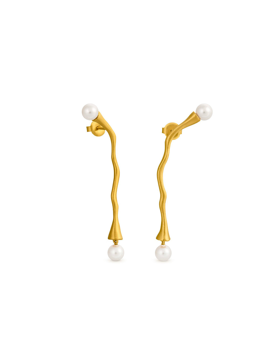 Handmade golden earrings with murano glass pearl - Joidart