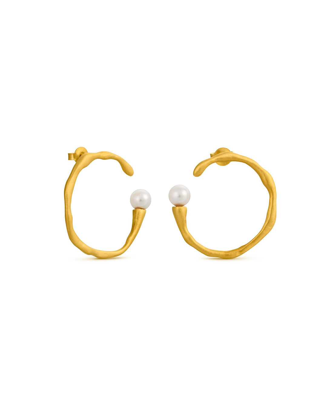 Handmade golden earrings with murano glass pearl - Joidart