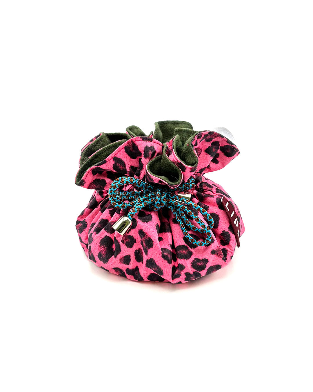 Drawstring Jewelry Bag - Fuchsia Leo/Olive