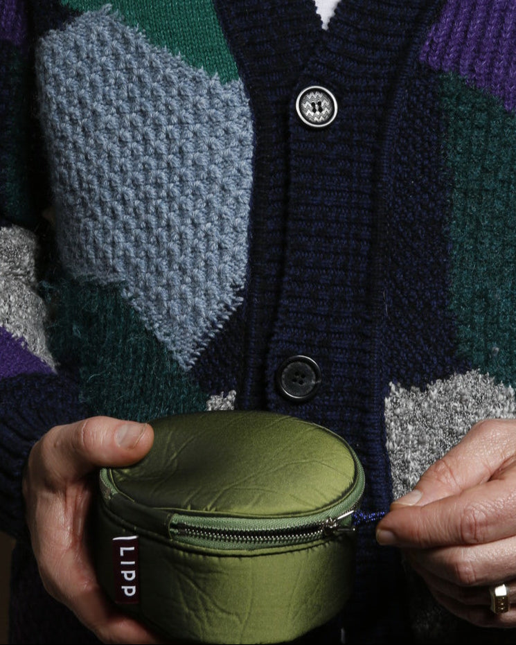 Round Zip Jewelry Bag - Green/Midnight