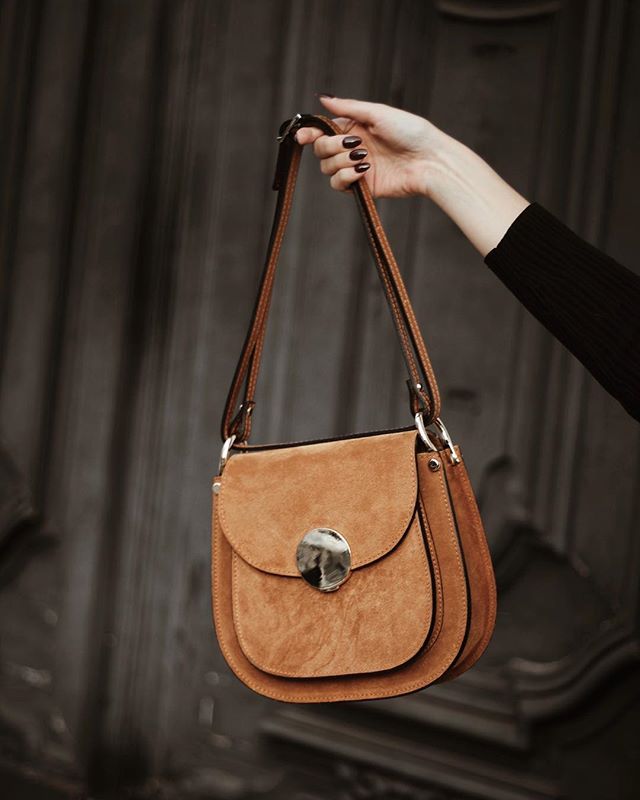 Agave Suede and Smooth Leather Shoulder Bag