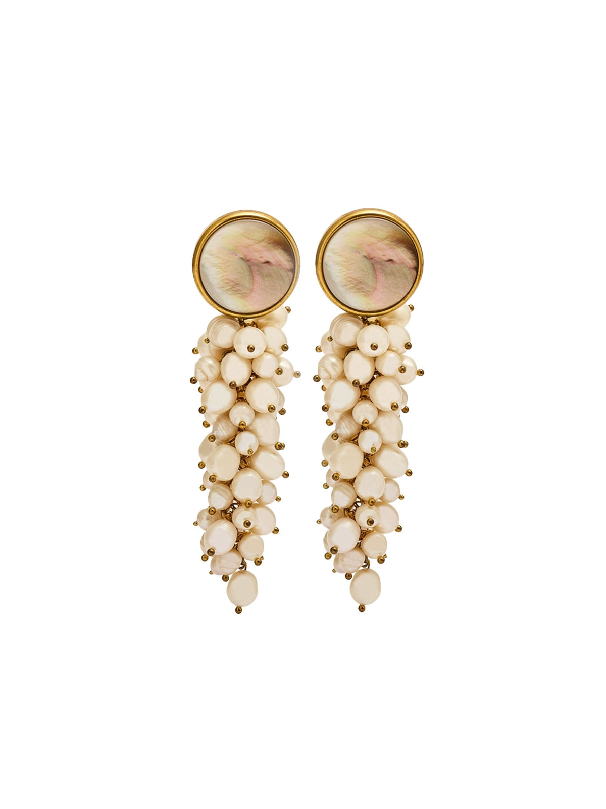Greta mother-of-pearl and pearl button earrings