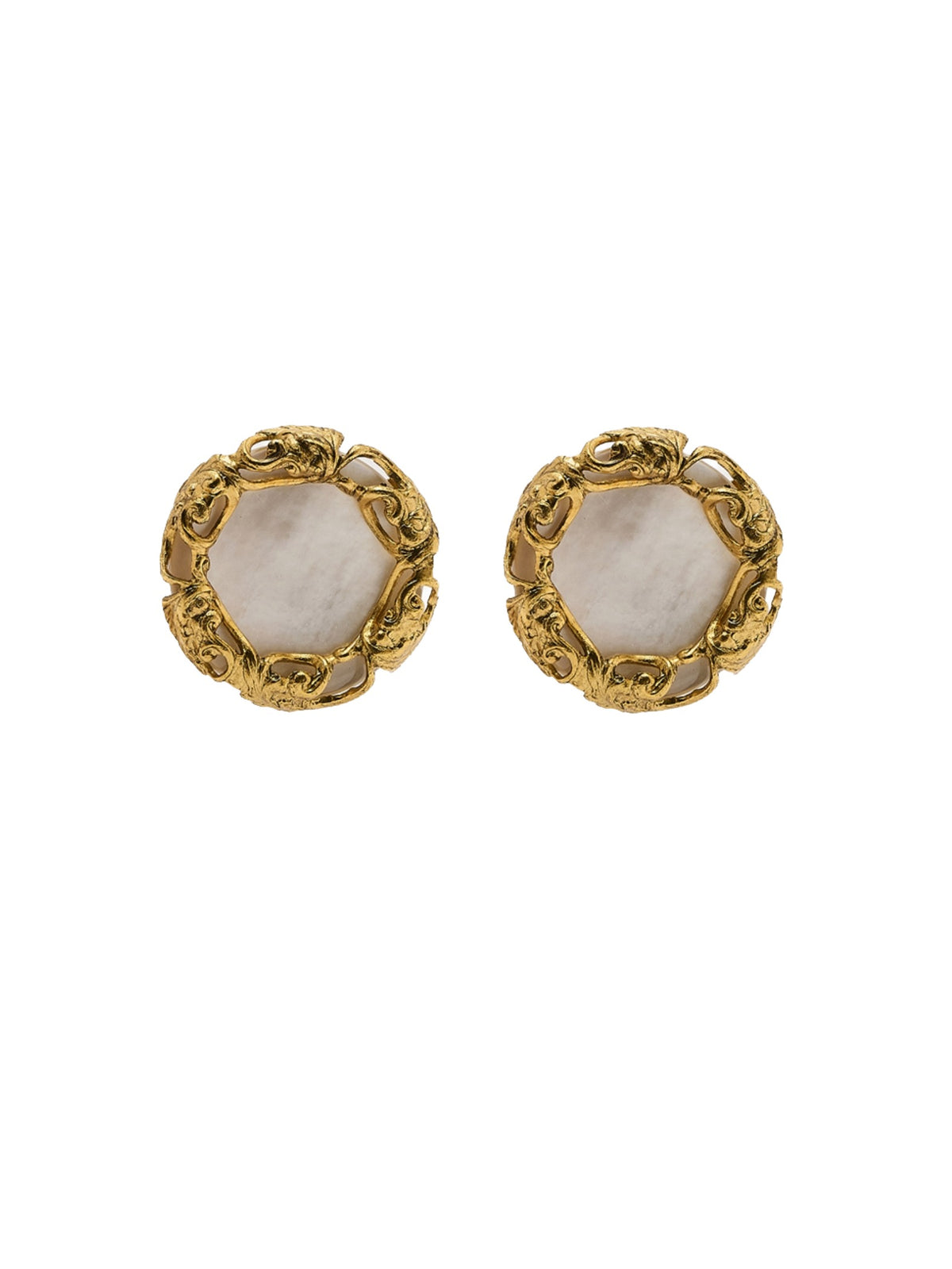 Audrey mother-of-pearl vintage button earrings
