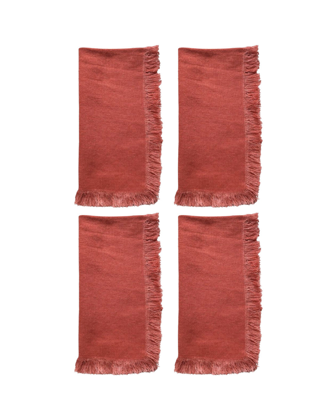 Set of 4 linen napkins with fringes