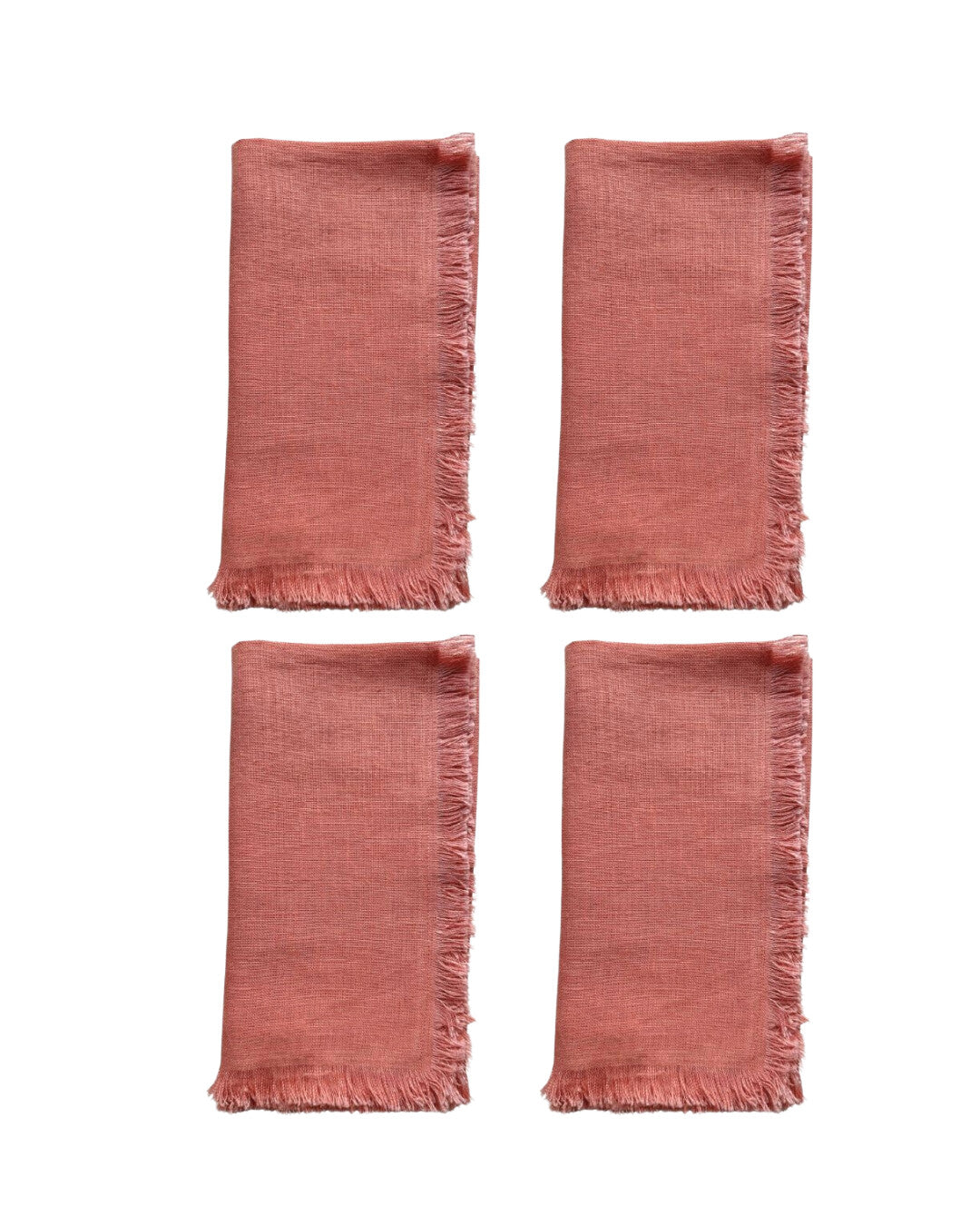 Set of 4 linen napkins with fringes