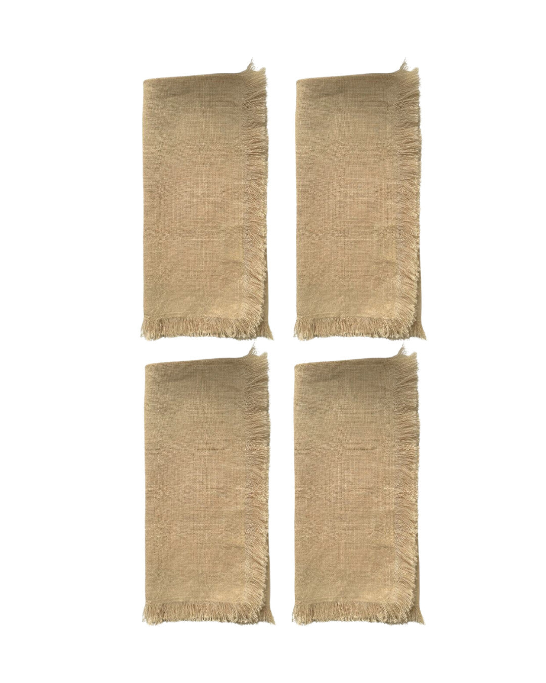Set of 4 linen napkins with fringes