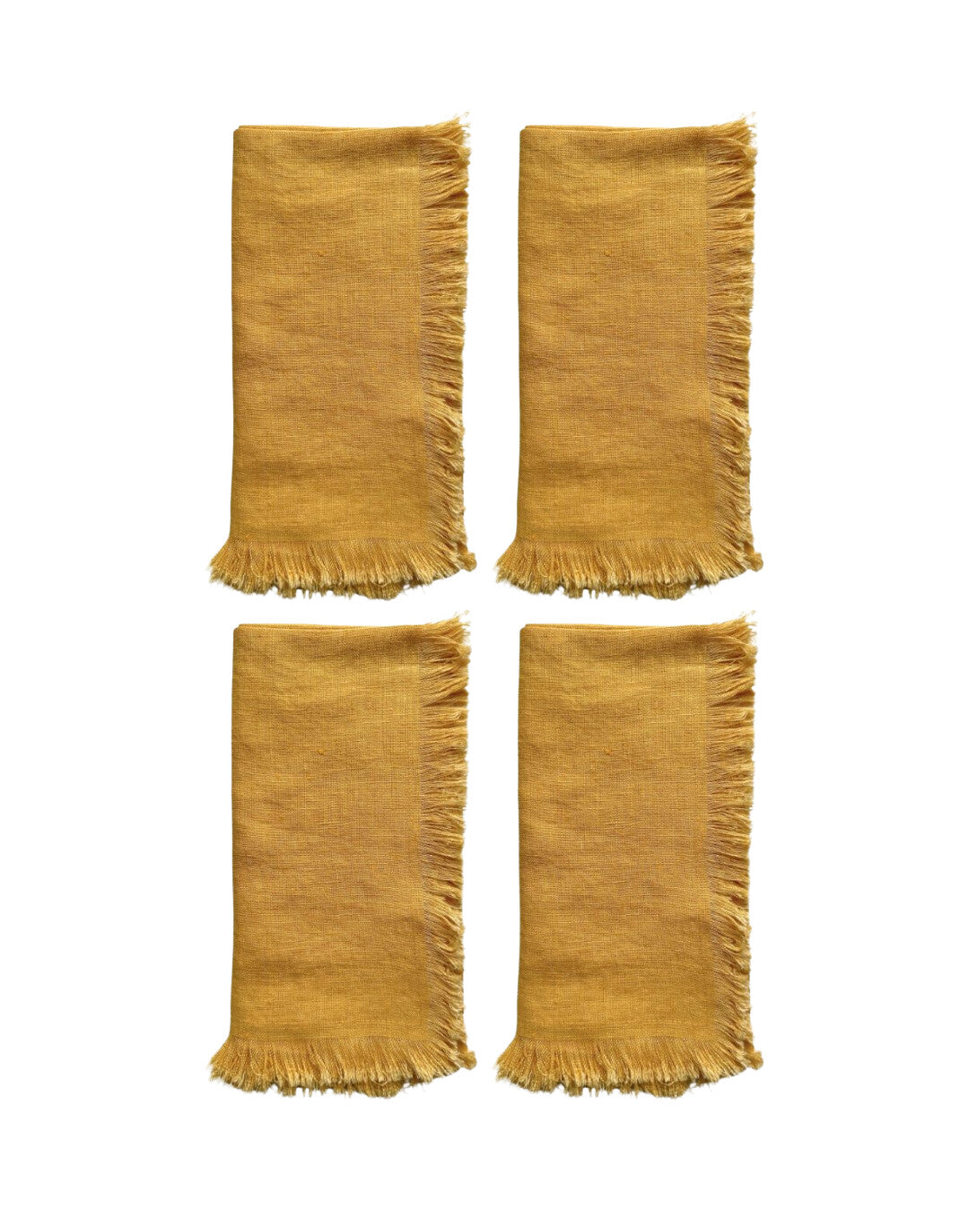 Set of 4 linen napkins with fringes