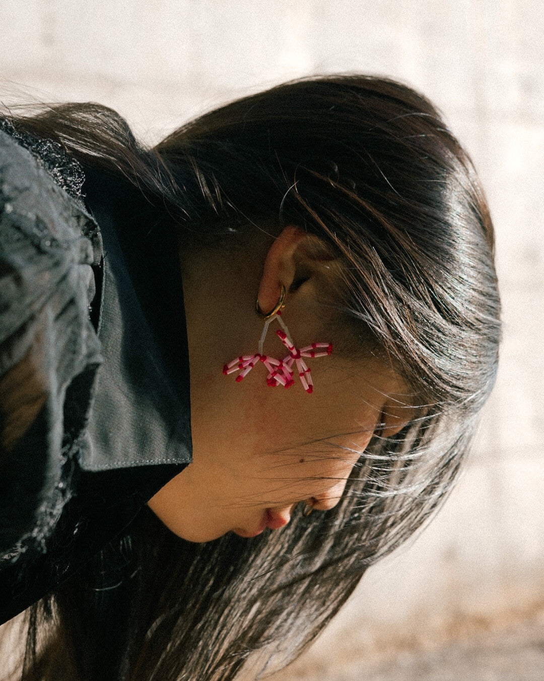 FLORS 03 - Cherry beaded earrings