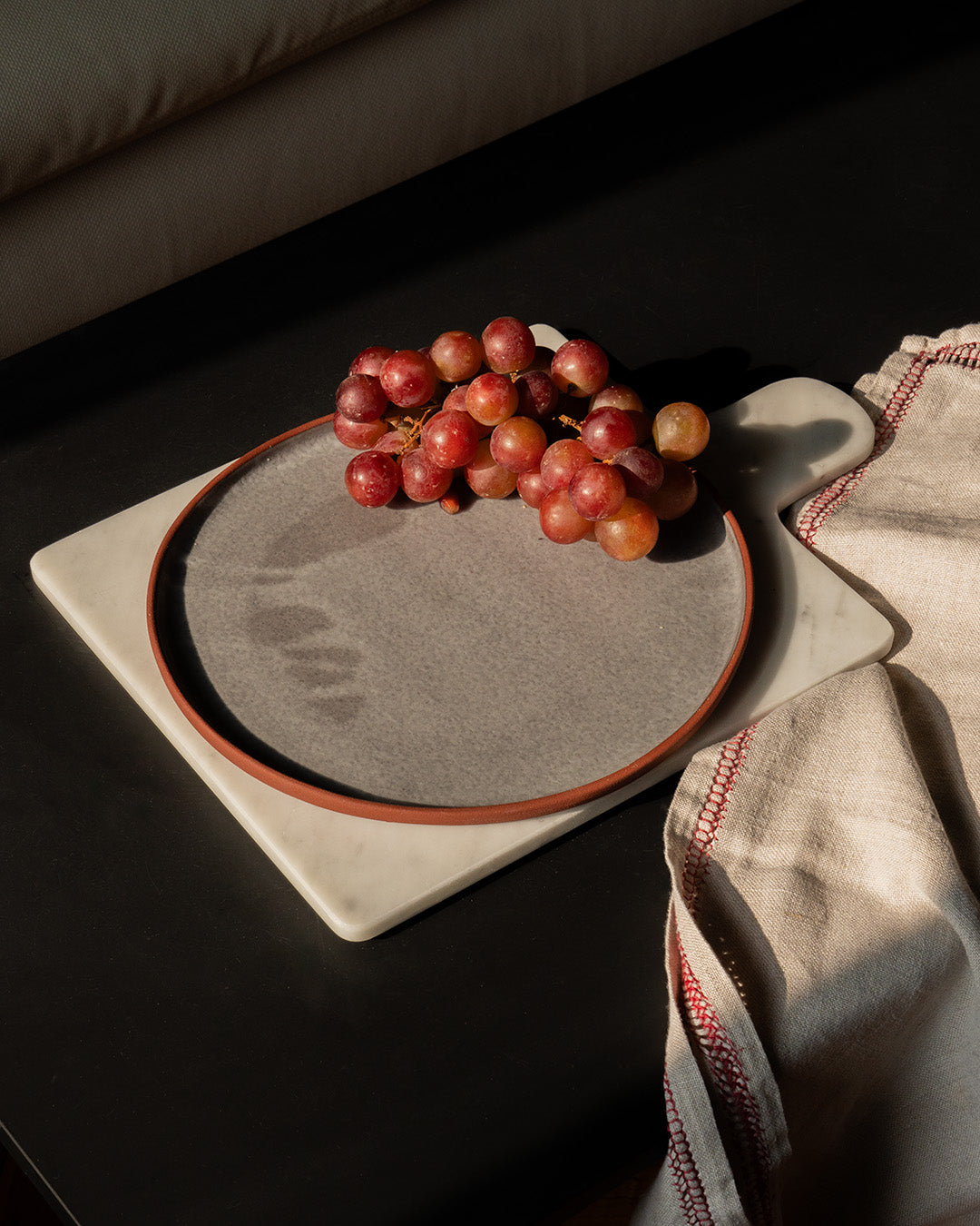 Red stoneware everyday plate