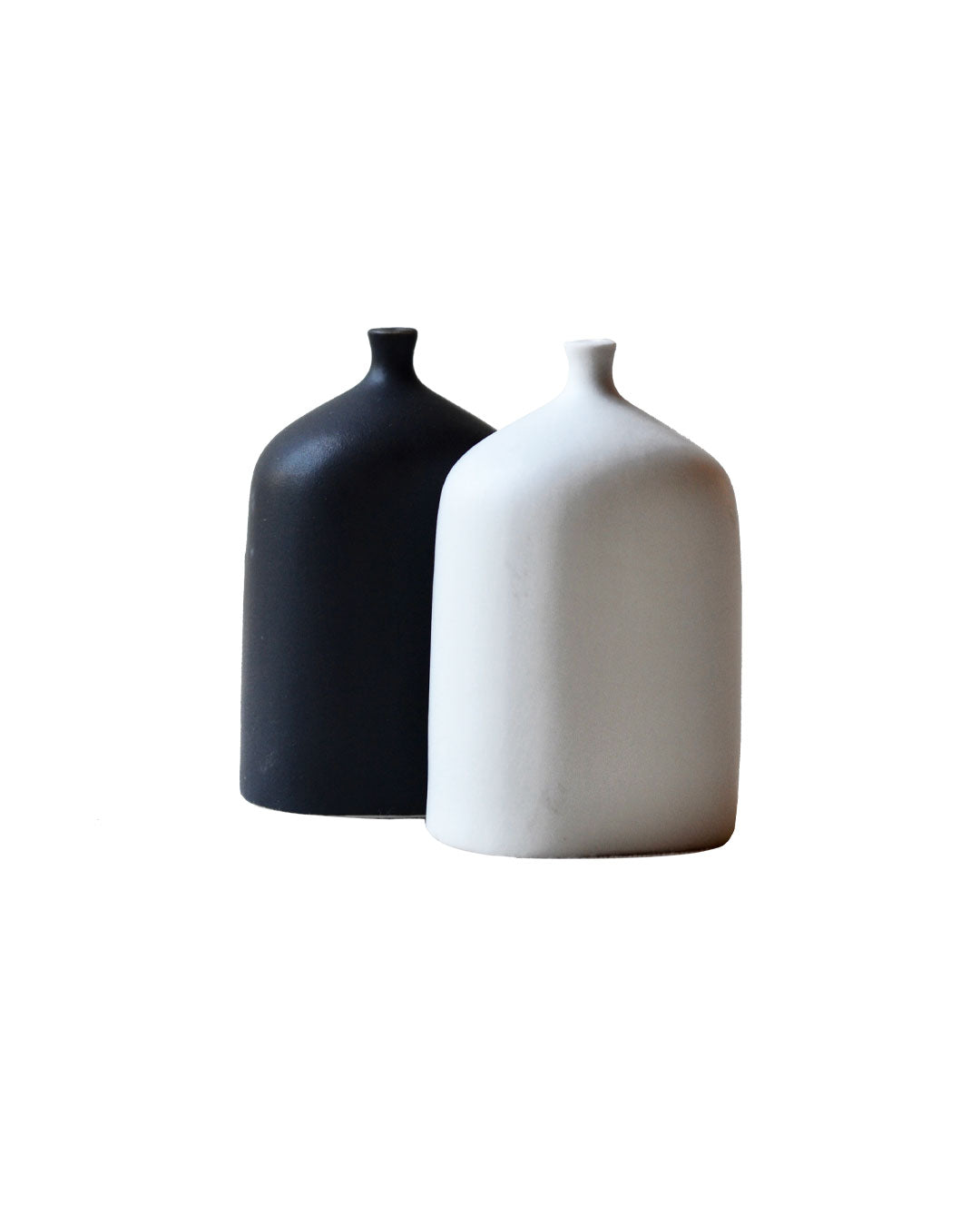 Black and White vials salt and pepper shaker set in matte stoneware.