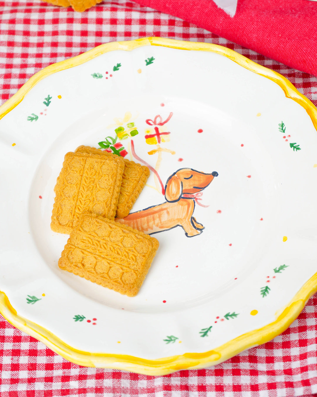 Scalloped dachshund plate – Christmas collection