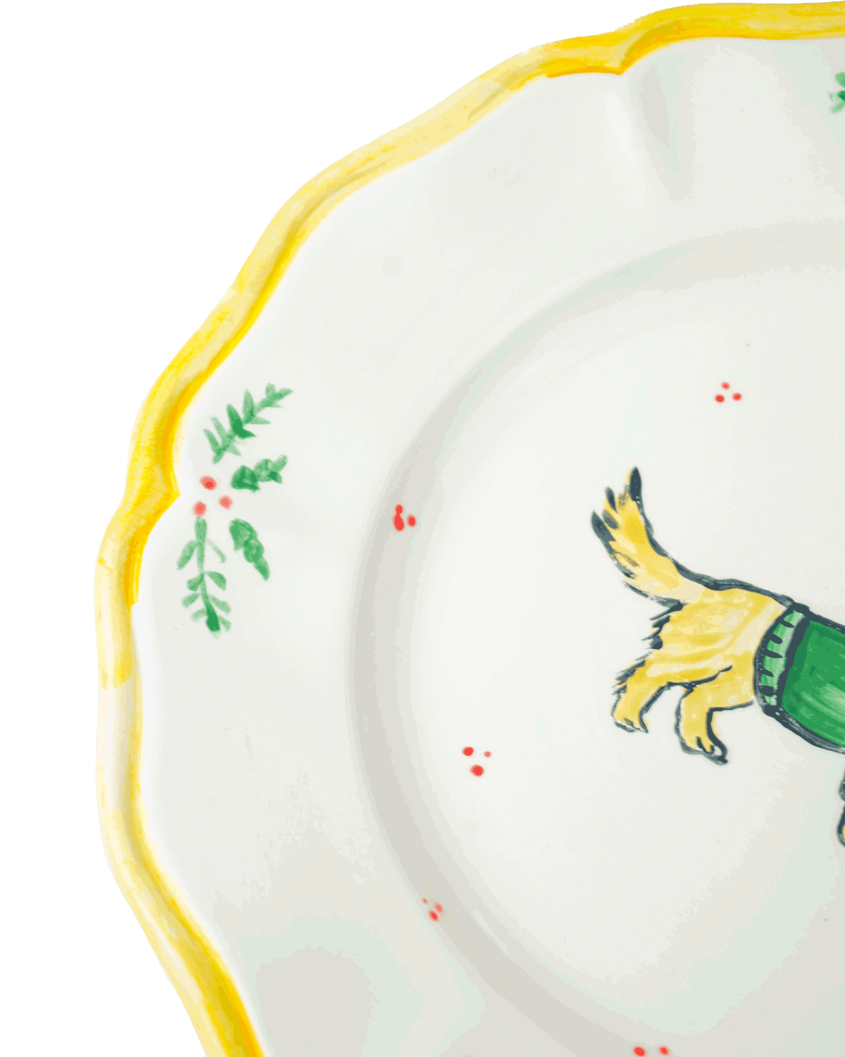 Scalloped Golden Retriever plate – Christmas collection
