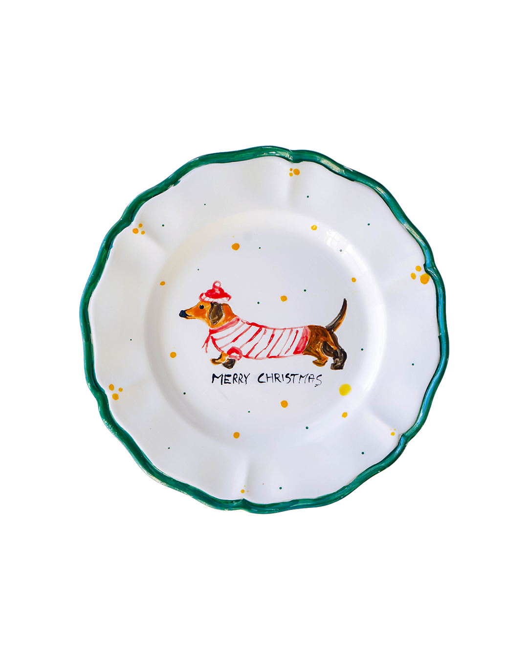 Scalloped French dachshund plate – Christmas collection