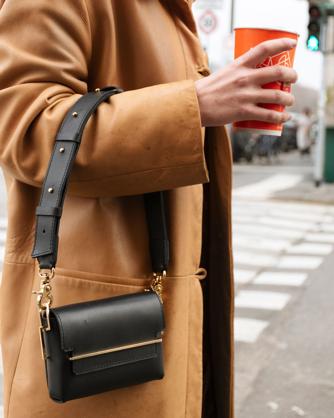 Leather bag handmade handcrafted black