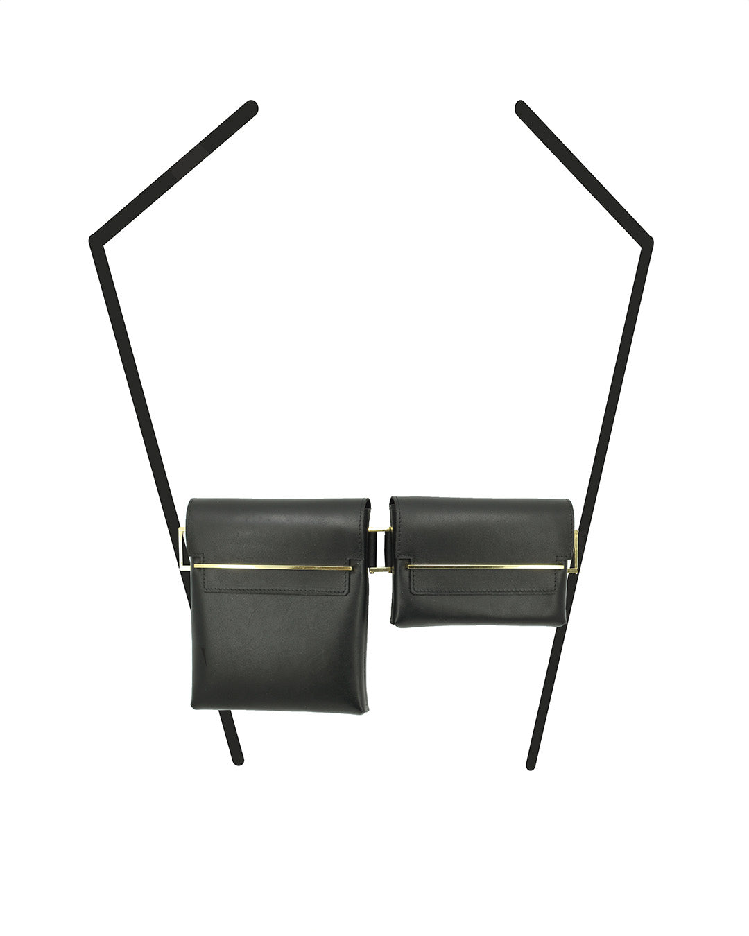 Sling bag leather black gold handmade handcrafted