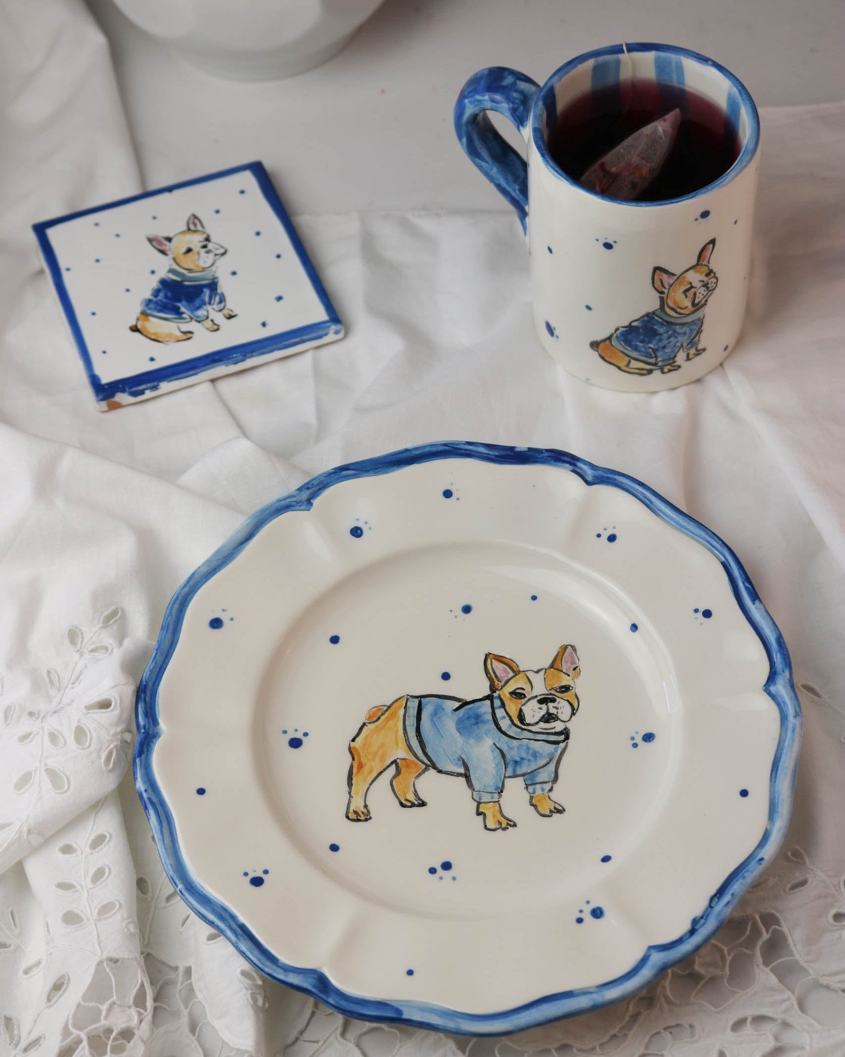 Scalloped French Bulldog Set