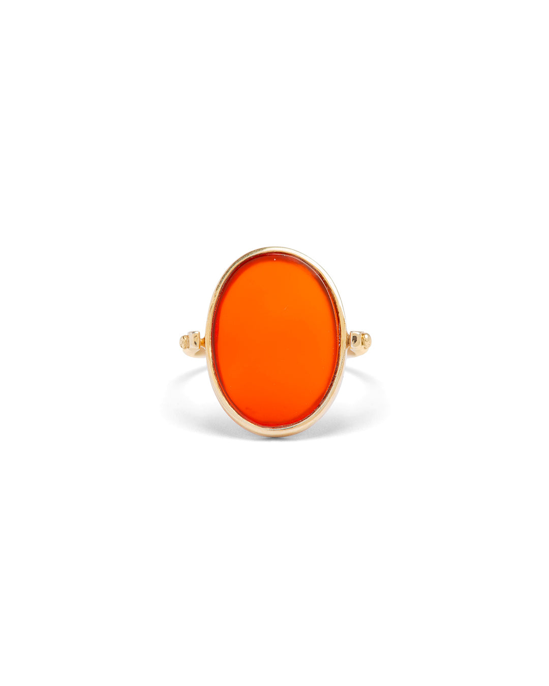Maitea handmade oval ring with red stone