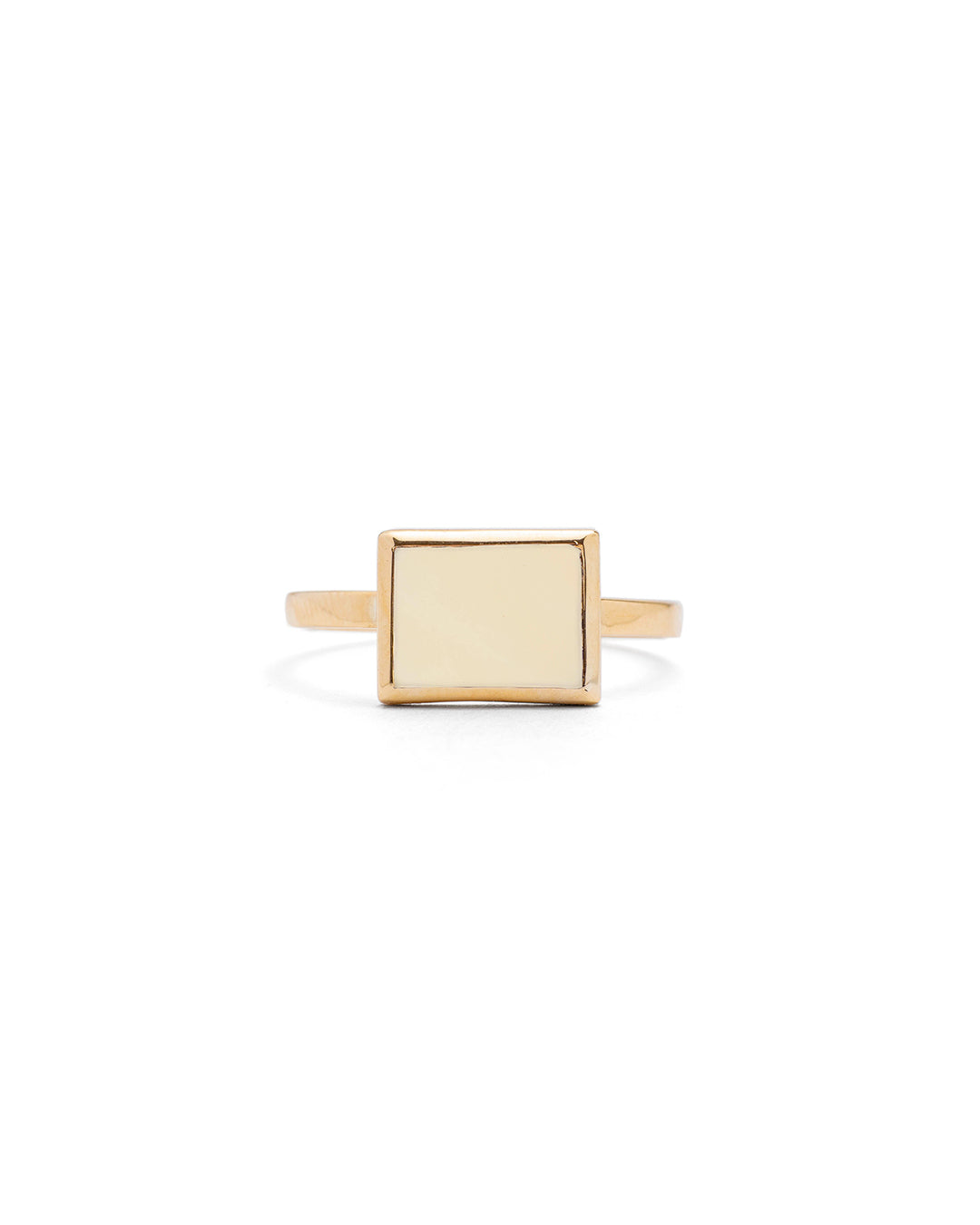 Maitea Handmade rectangular ring with white stone