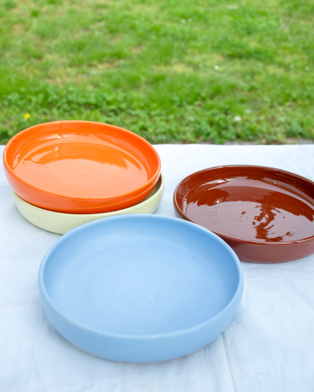 Handmade color block pasta plate - Maki Pottery