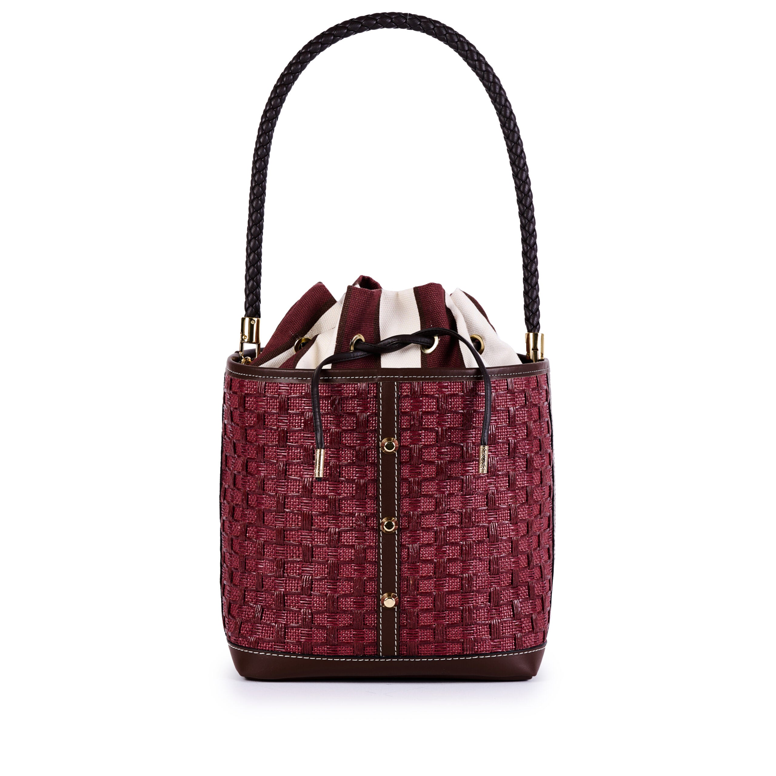 ViaMailBag Bucket bag in woven raffia and leather