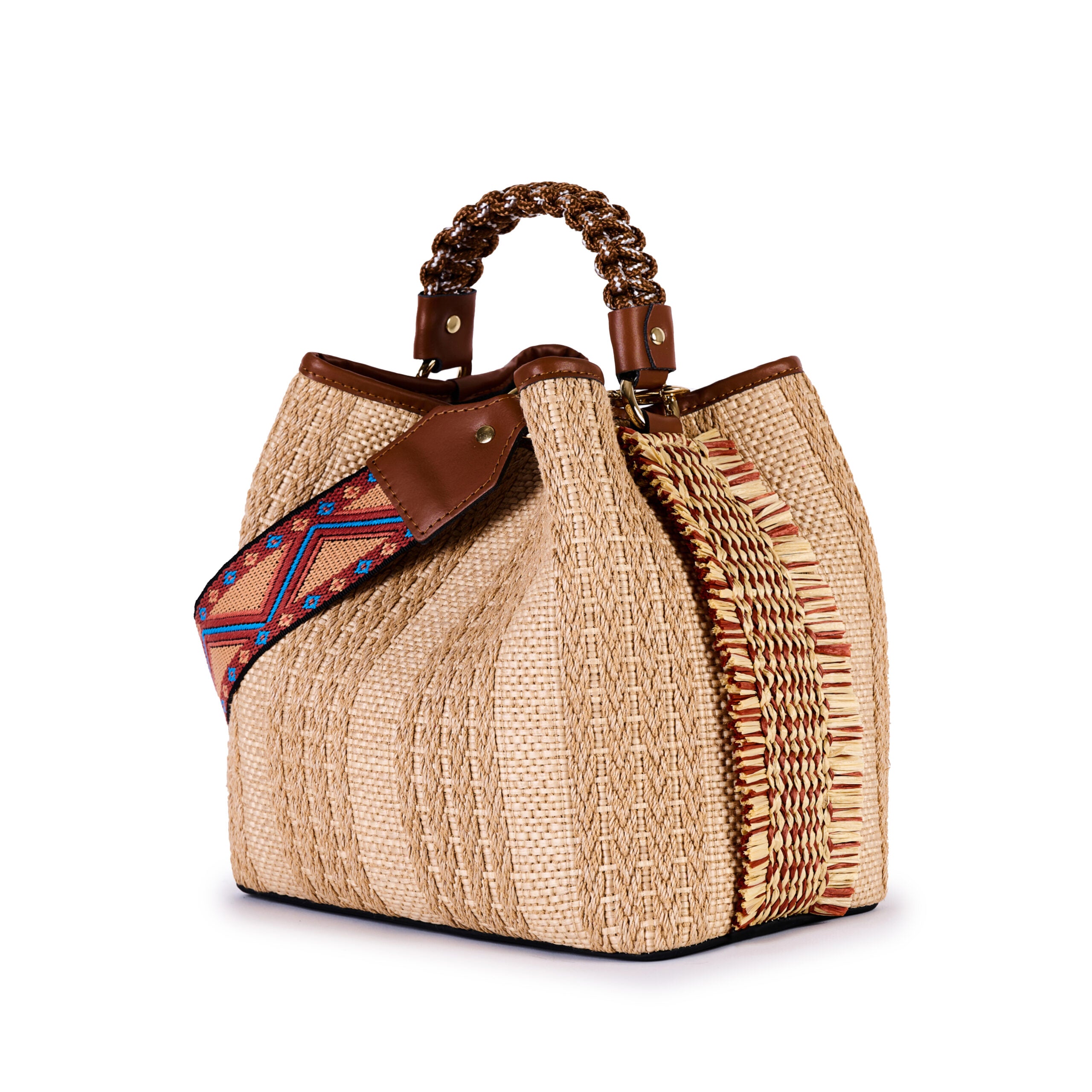 ViaMailBag Jacquard raffia bucket bag