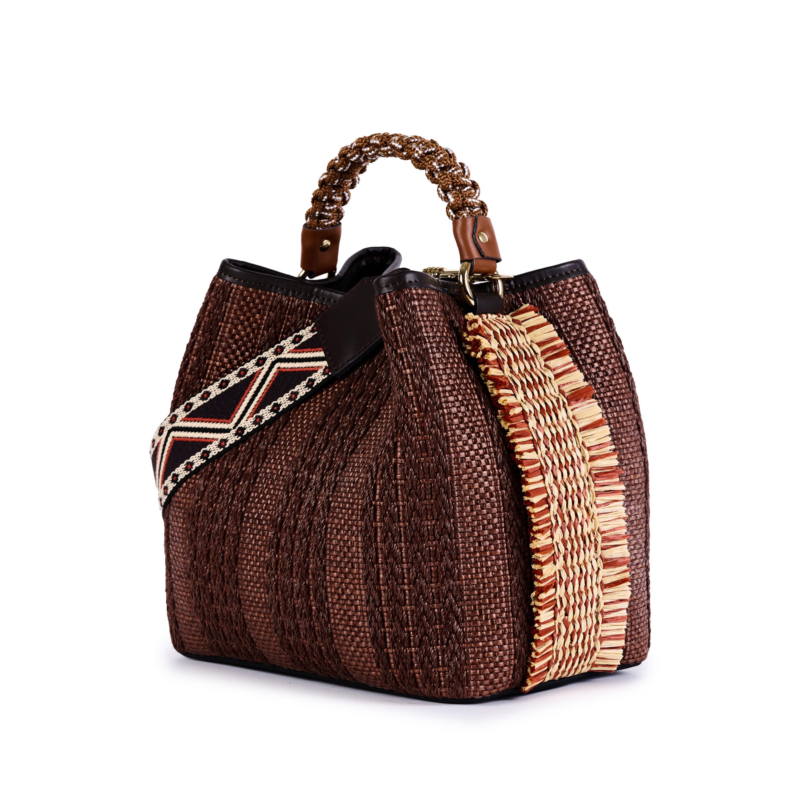 ViaMailBag Jacquard raffia bucket bag