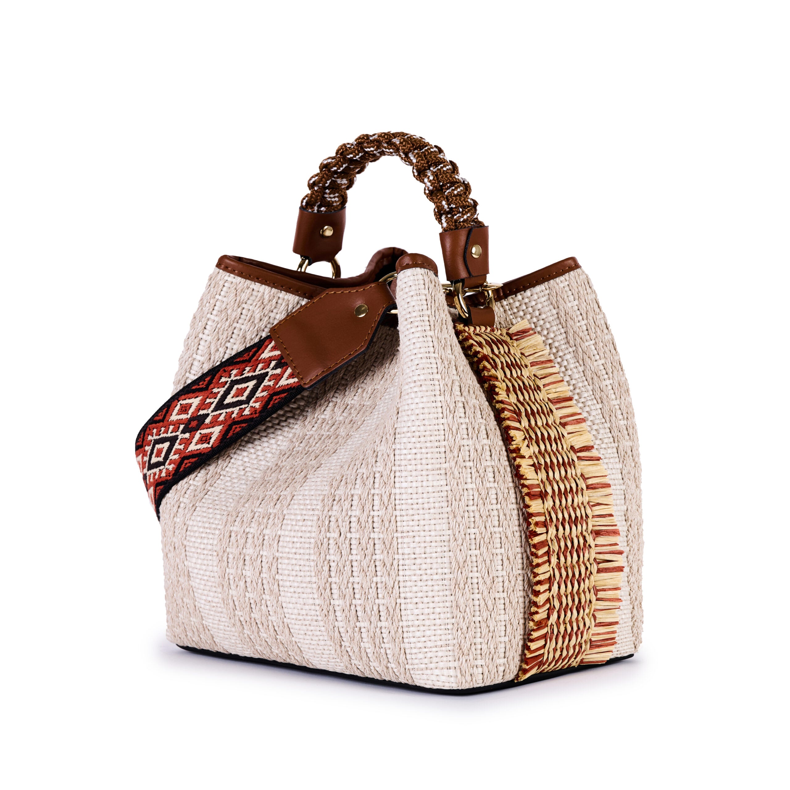 ViaMailBag Jacquard raffia bucket bag