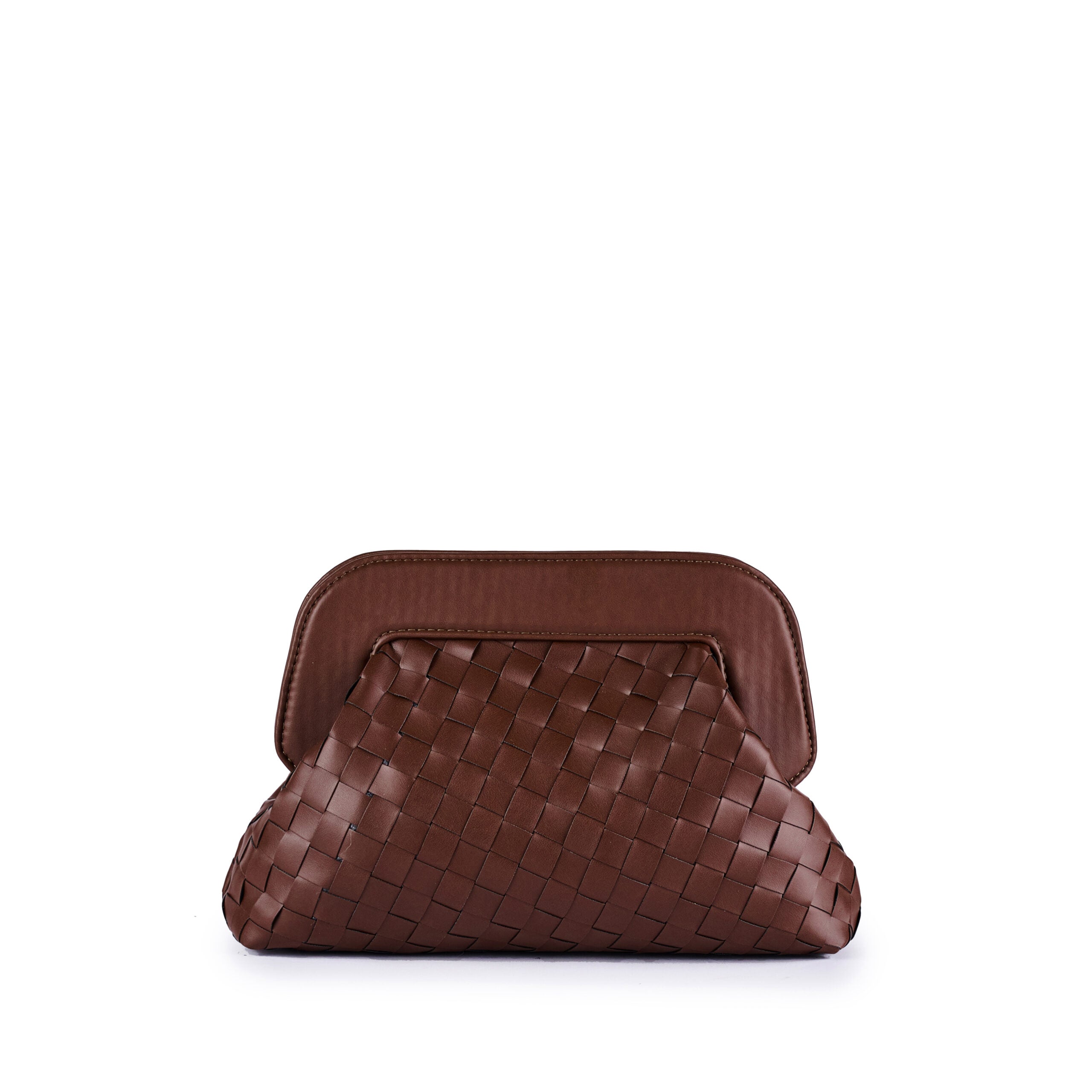 ViaMailBag Vegan leather woven bag with snap closure