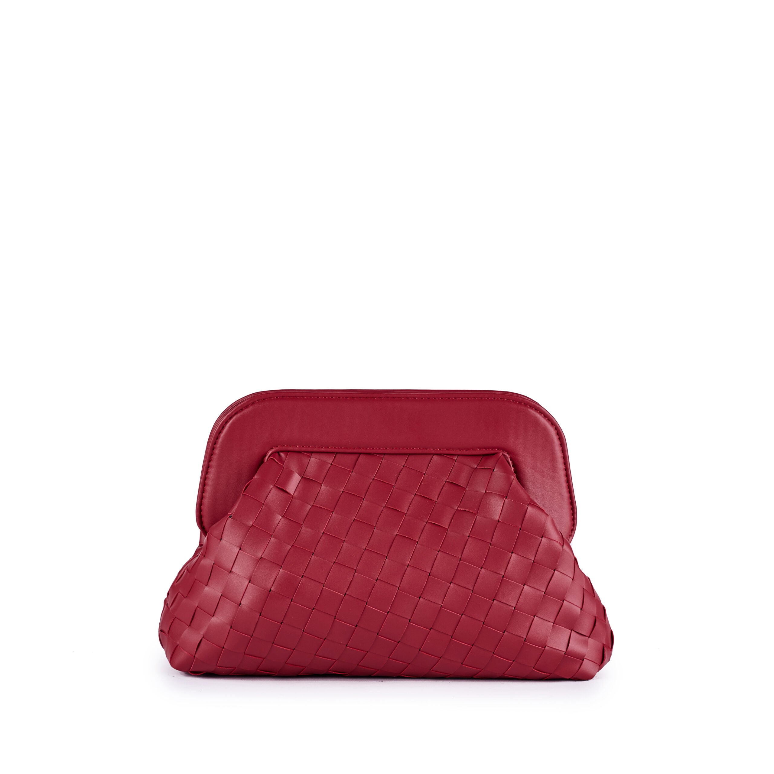 ViaMailBag Vegan leather woven bag with snap closure