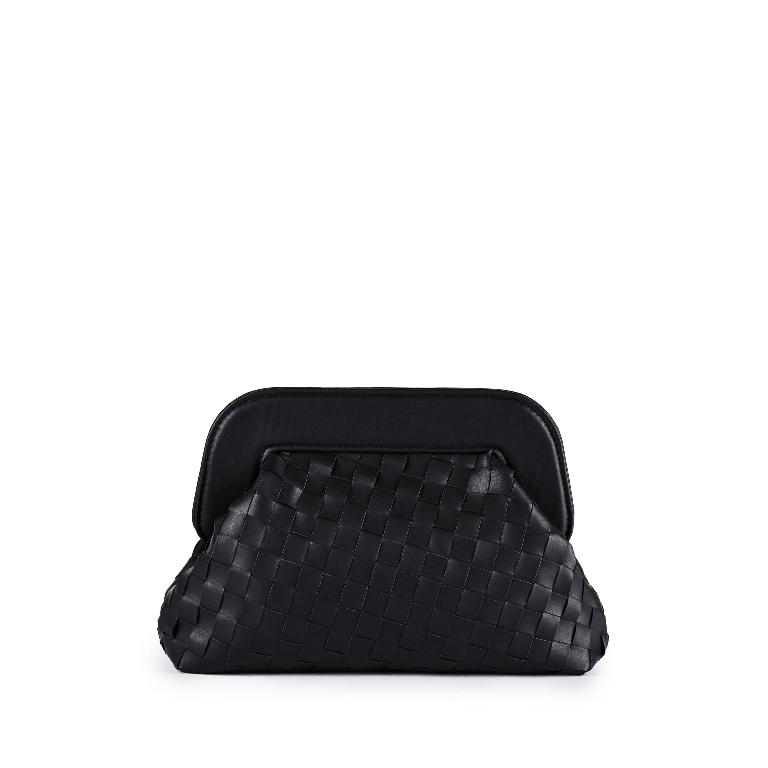 ViaMailBag Vegan leather woven bag with snap closure