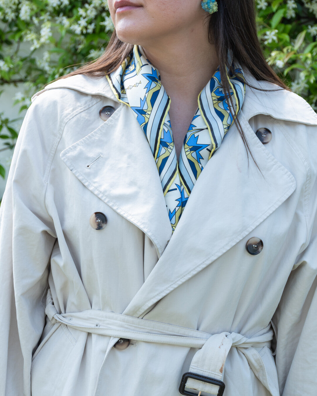 Foulard carré in silk - Il sentiero misterioso - giallo e blu