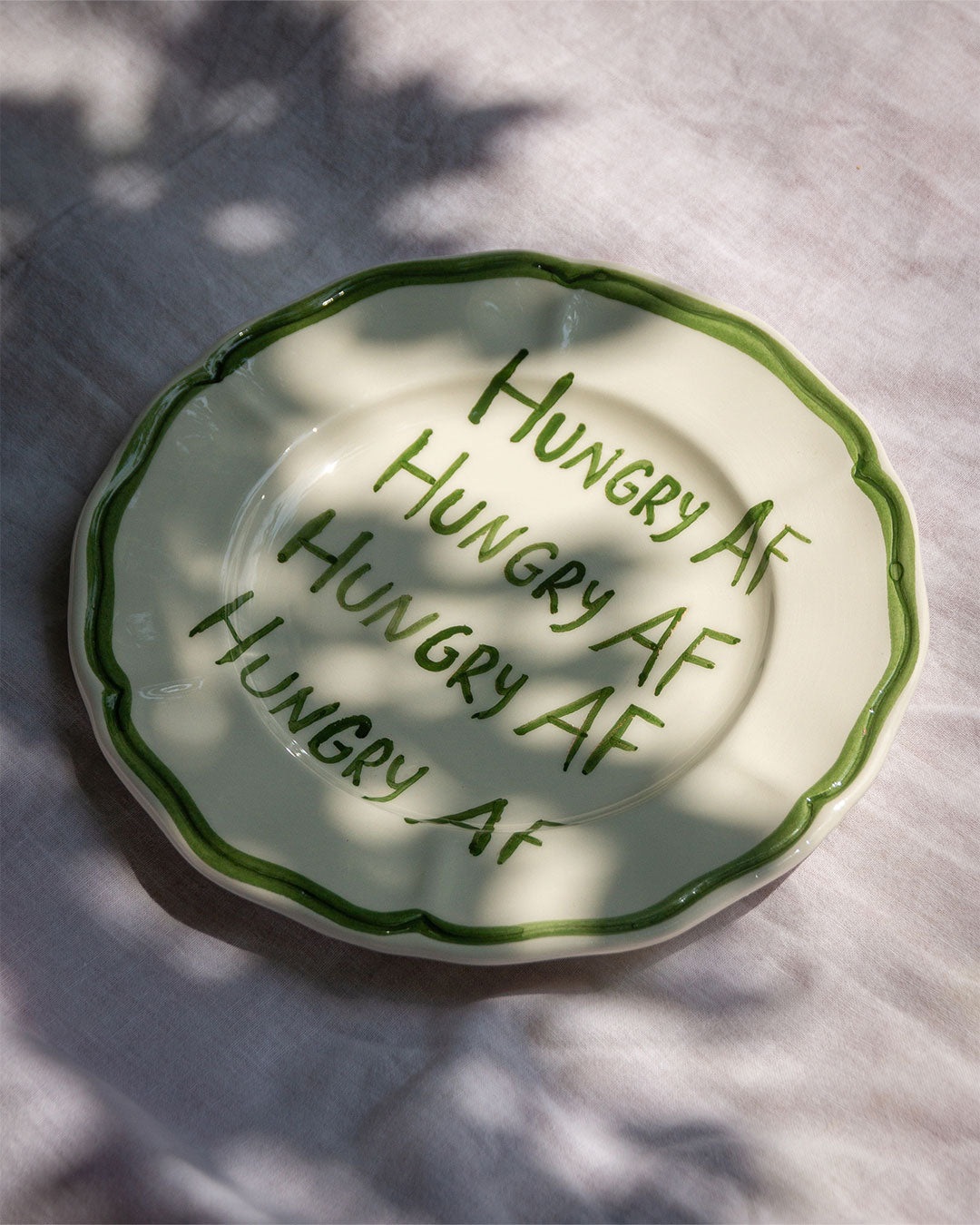 Hungry AF plate pottery ceramics Musae Studio