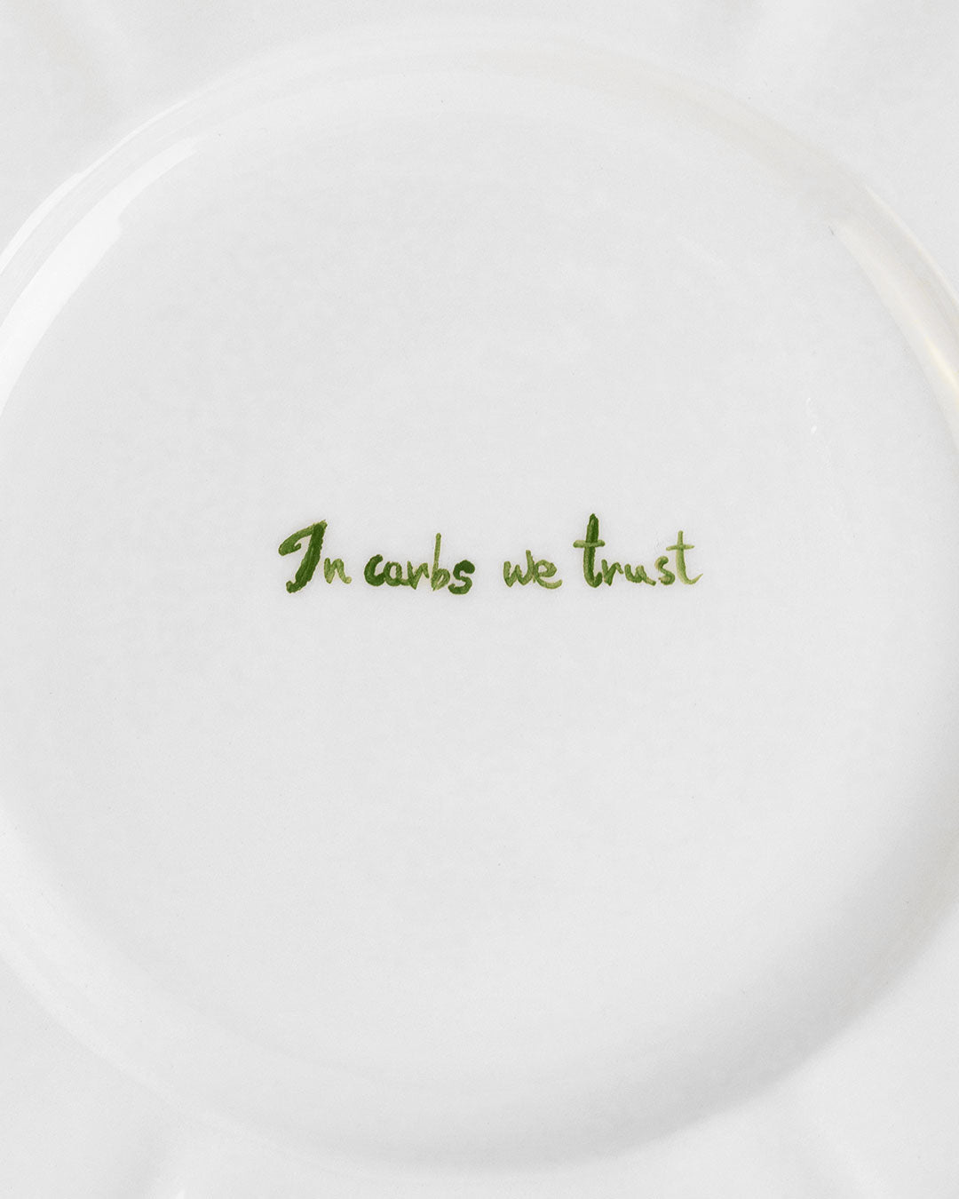 In carbs we trust plate pottery ceramics Musae Studio