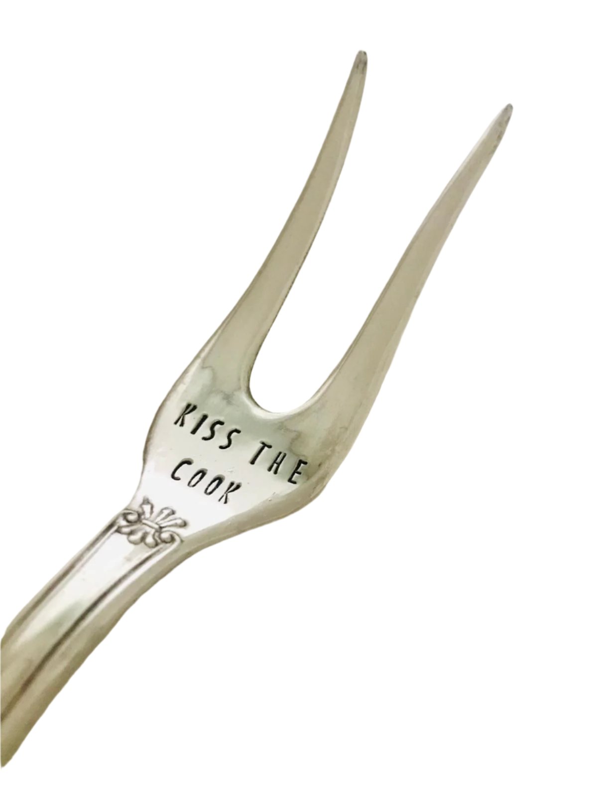 Forchettone da servizio vintage in argento stampato a mano