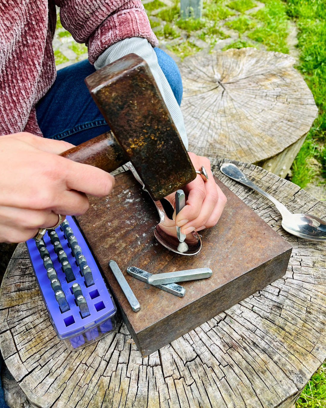 Hand-stamped vintage silver - custom product