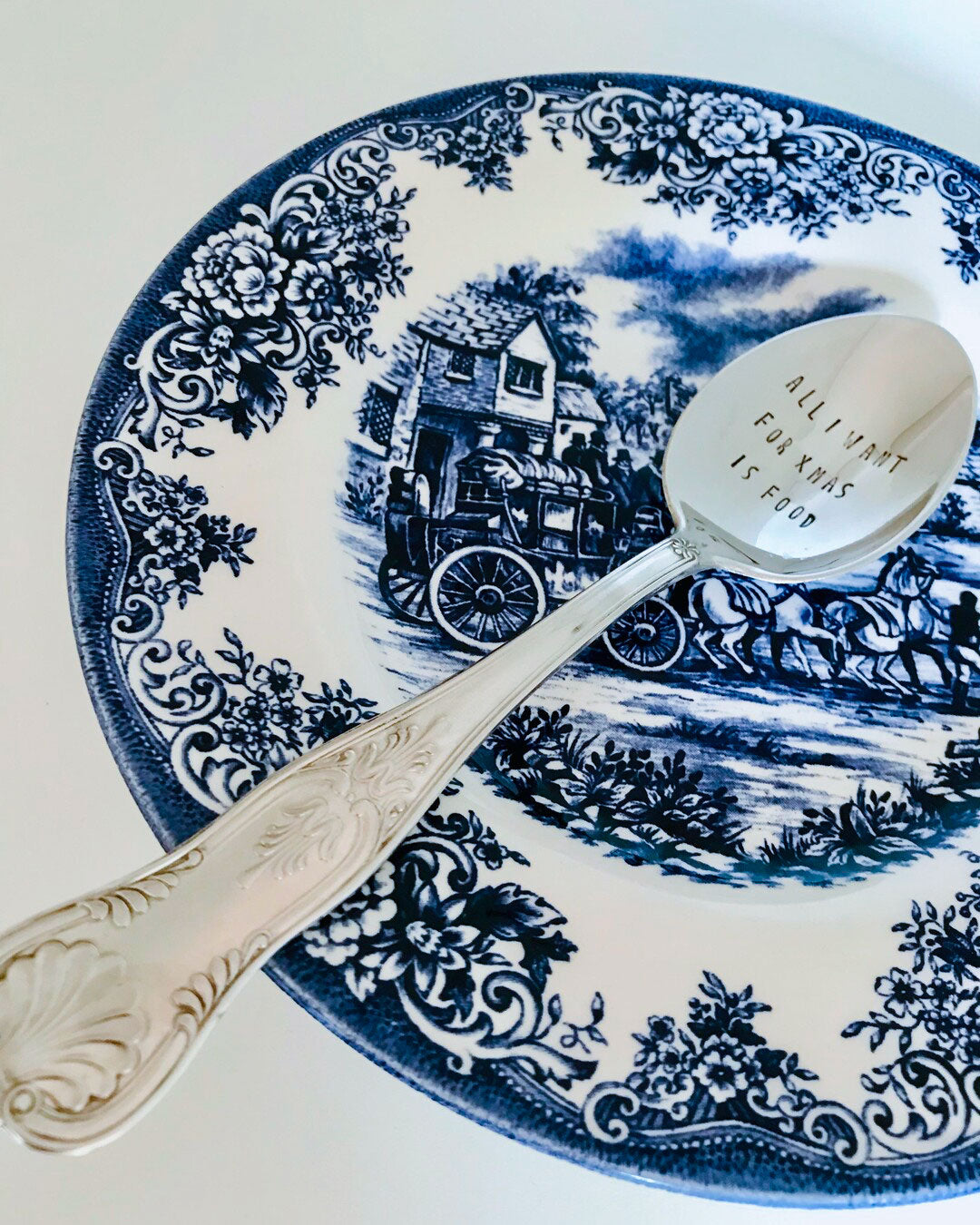 Speciale Natale - Cucchiaio d'argento vintage stampato a mano