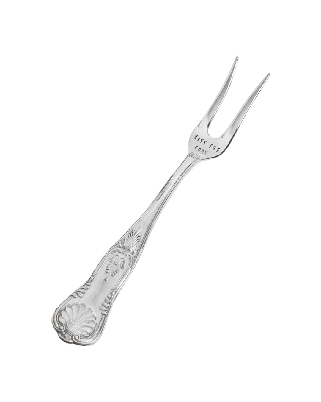 Forchettone da servizio vintage in argento stampato a mano