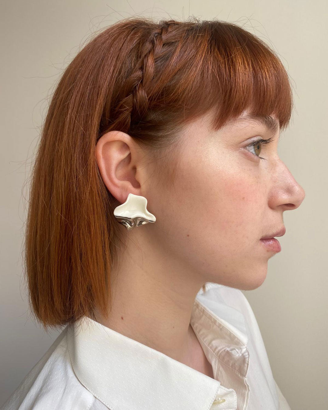 PepaFlaca_Francesca - Porcelain Earrings White and Silver