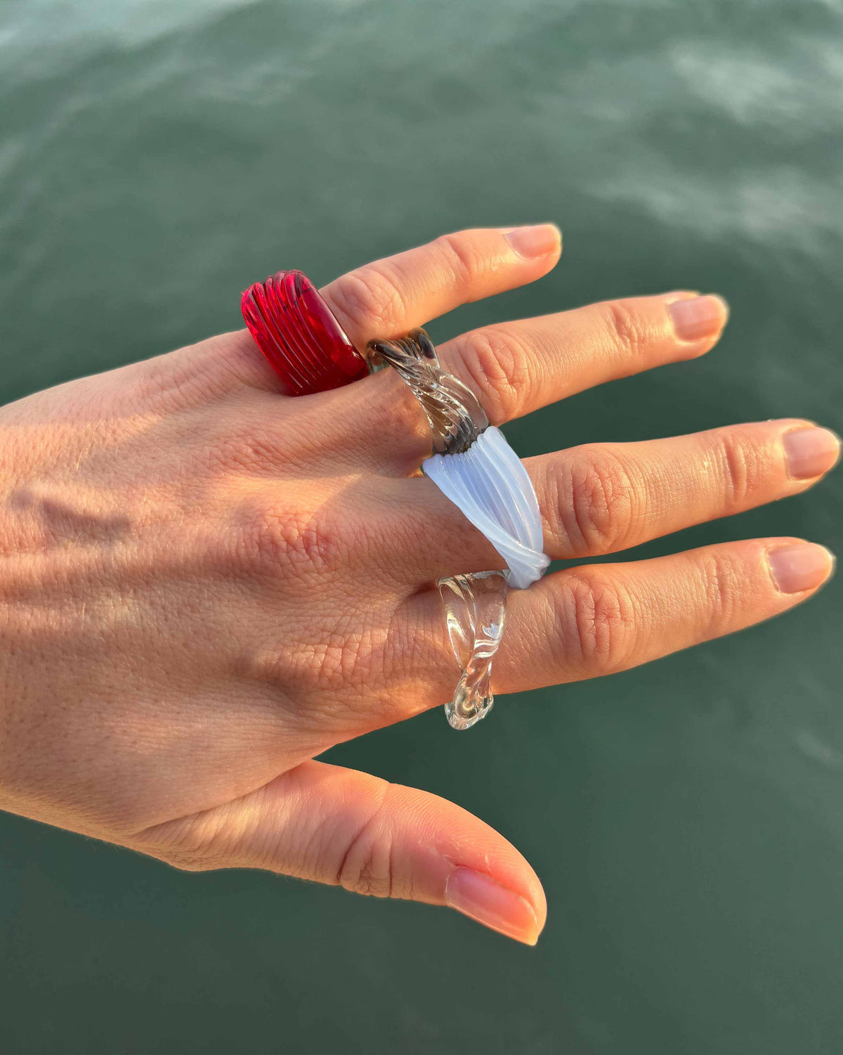 Wave Murano glass ring